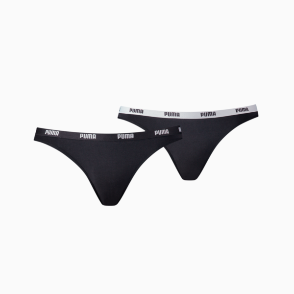 PUMA Women's Bikini Underwear 2 Pack, black, large-MEX