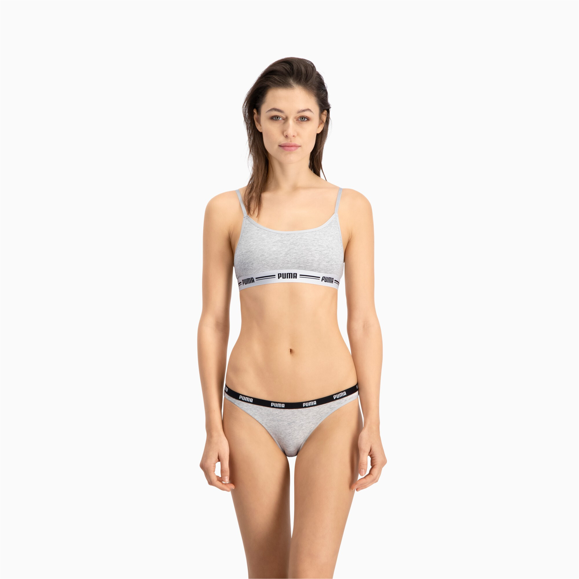 Licence Puma Damen Bikinislips Unterwäsche 2er-Pack | Grey/Grey | Größe: 4