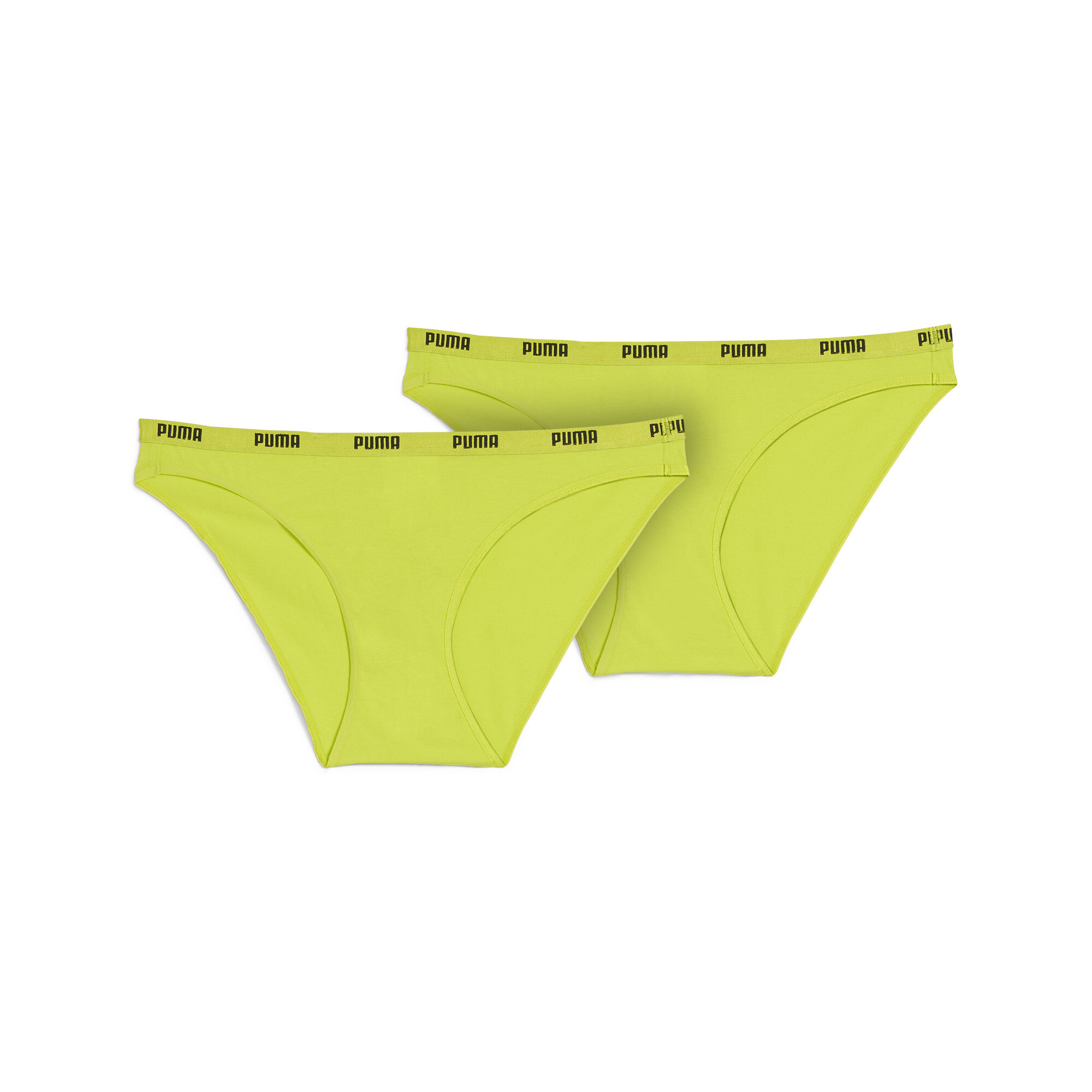 Licence Puma Damen Bikinislips Unterwäsche 2er-Pack | Lime Green | Größe: 2