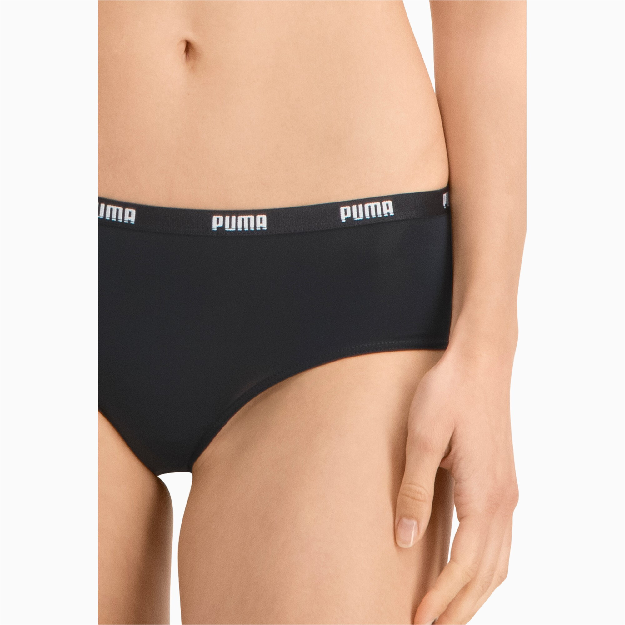 Women's Puma's Microfiber Brazilian 2 Pack, Black, Size 1, Clothing