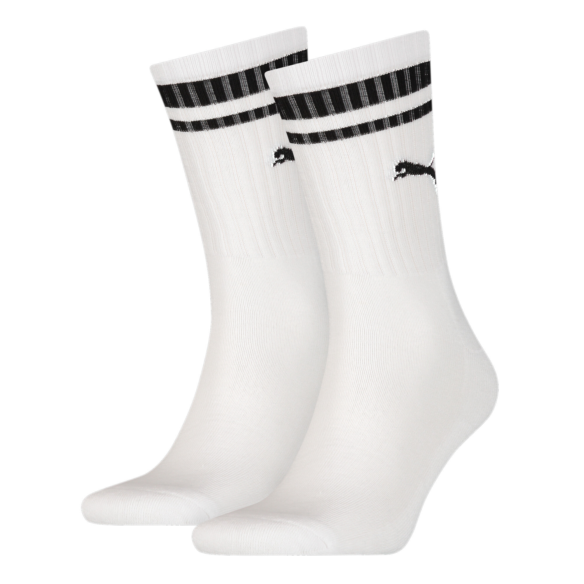 Puma Unisex Crew Shirt Heritage Stripe Socks 2 Pack, White, Size 43-46, Clothing