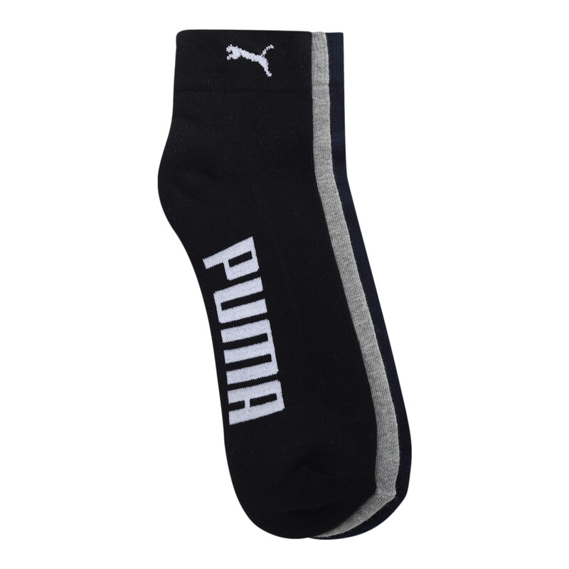 

PUMA Half Terry Ankle Length Socks Pack Of 3, Black/gray/blue