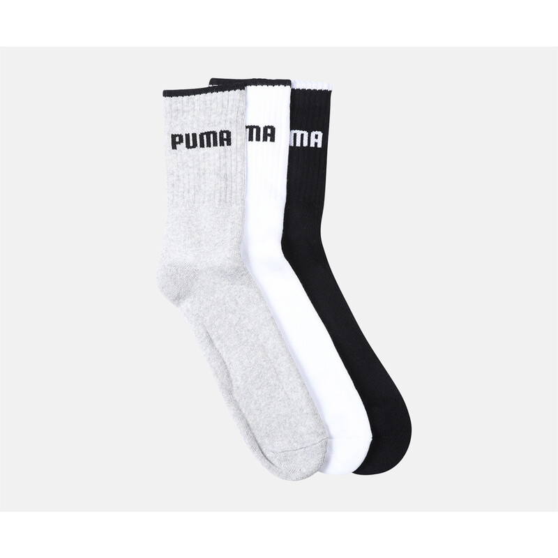 

PUMA Unisex Crew Length Socks Pack Of 3, White/black/gray