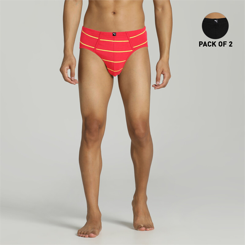 

Men's PUMA Stretch Street Brief Pack Of 2, Black/red