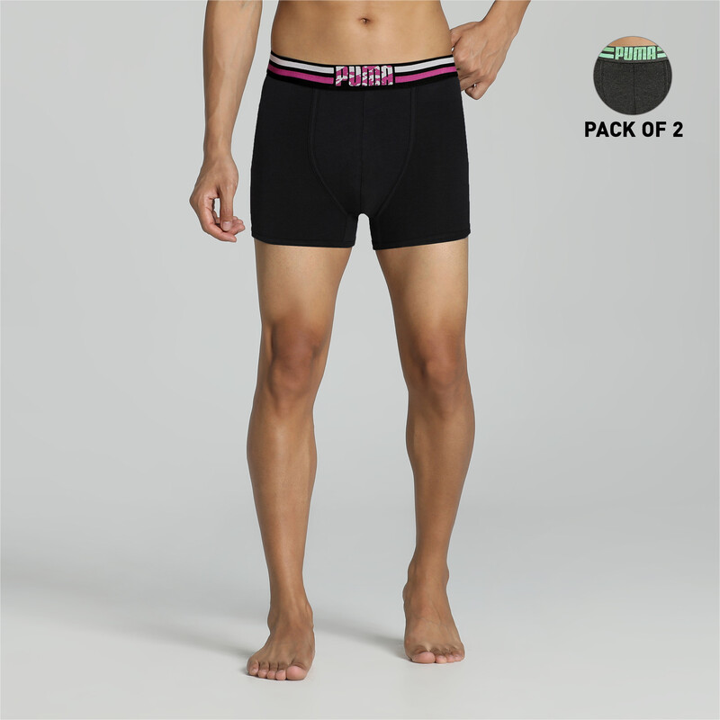 

Men's PUMA Stretch Elastic Waitsband Trunk Pack Of 2, Gray/purple