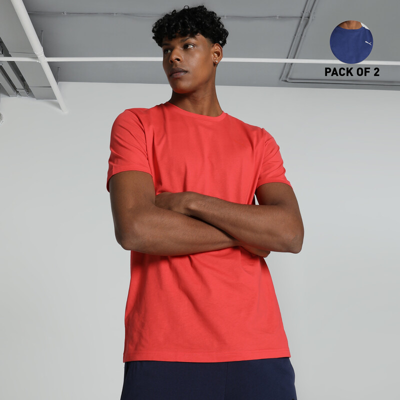 

Men's PUMA Basic Crew-Neck T-shirts Pack Of 2, White/black