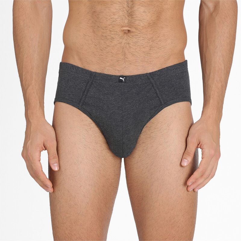 Men's PUMA Basic Plain Brief Pack Of 4, Black/gray