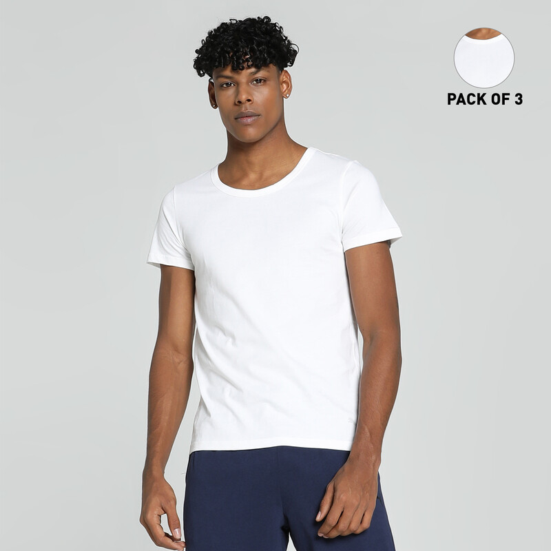 

Men's PUMA Basic Crew-Neck Vests Pack Of 3 With EVERFRESH Technology, White