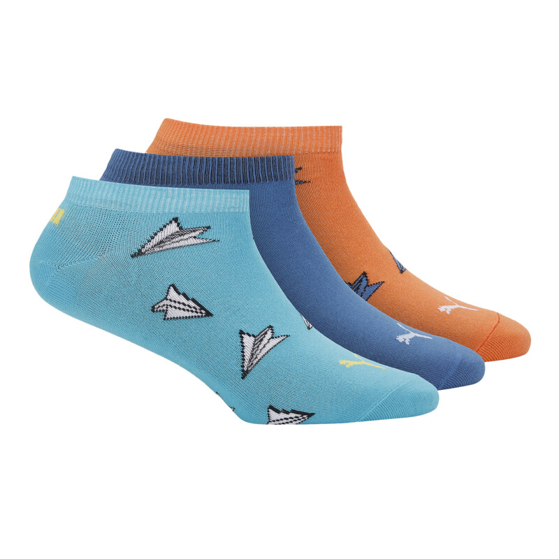 PUMA Aero Graphic Unisex Sneaker Socks Pack Of 3 in Black Blue