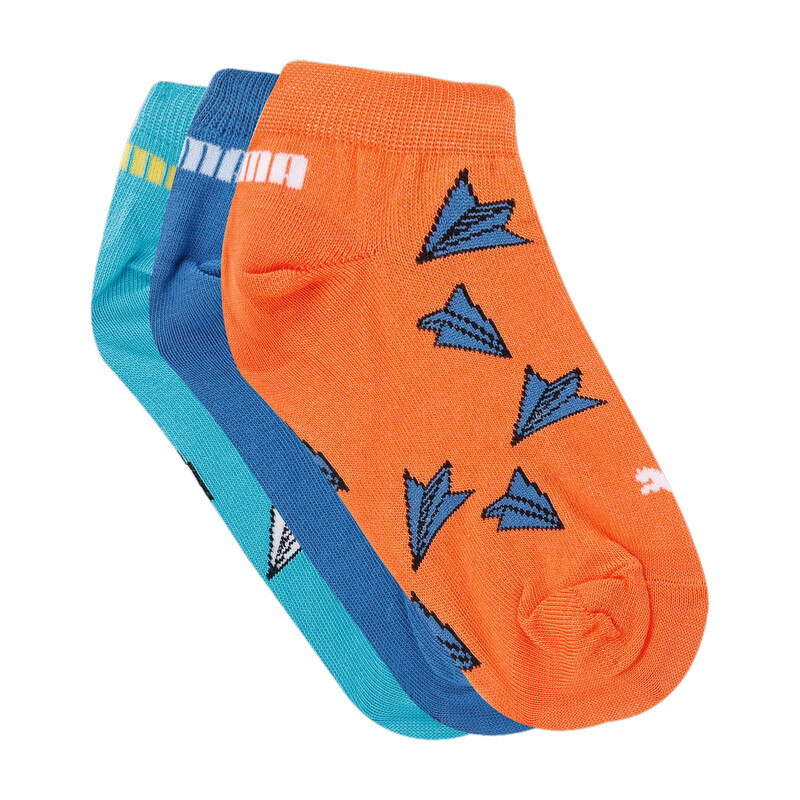 

PUMA Aero Graphic Kid's Sneaker Socks Pack Of 3, Black/blue