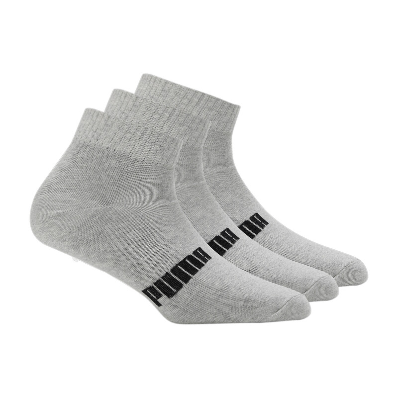 

PUMA Unisex Quarter Socks Pack Of 3, Black/gray