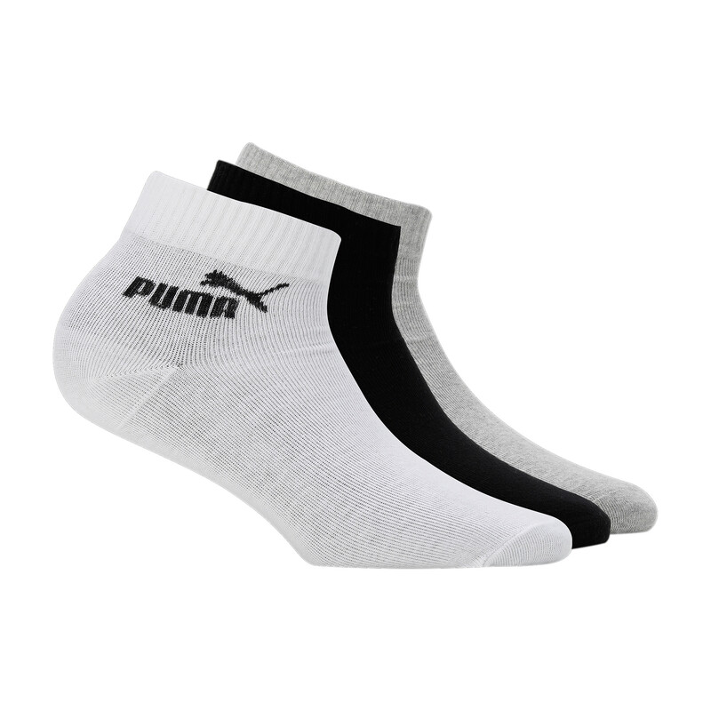 

PUMA Unisex Quarter Socks Pack Of 3, White/black/gray