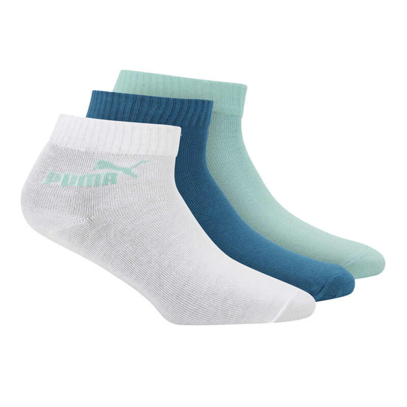 

PUMA Unisex Quarter Socks Pack Of 3, White/green