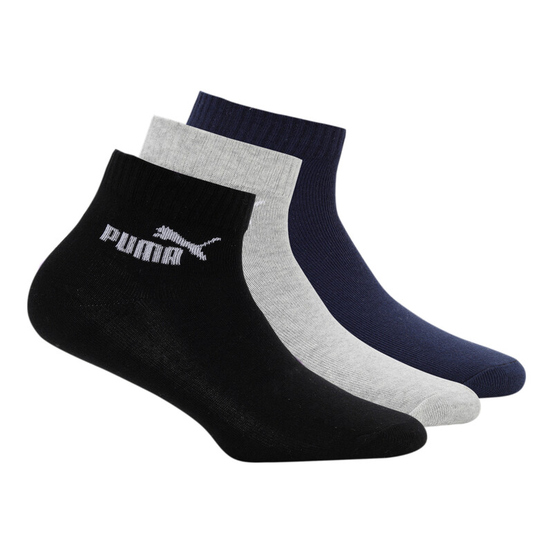 

PUMA Unisex Quarter Socks Pack Of 3, Black/gray/purple