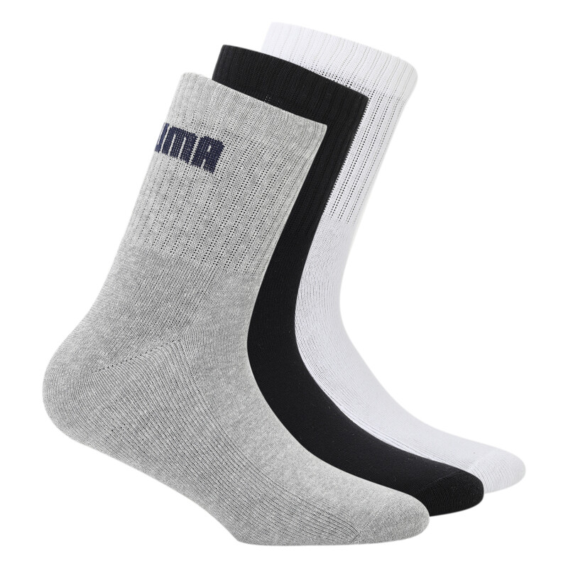 

PUMA Sport Unisex Quarter Socks Pack Of 3, White/black/gray
