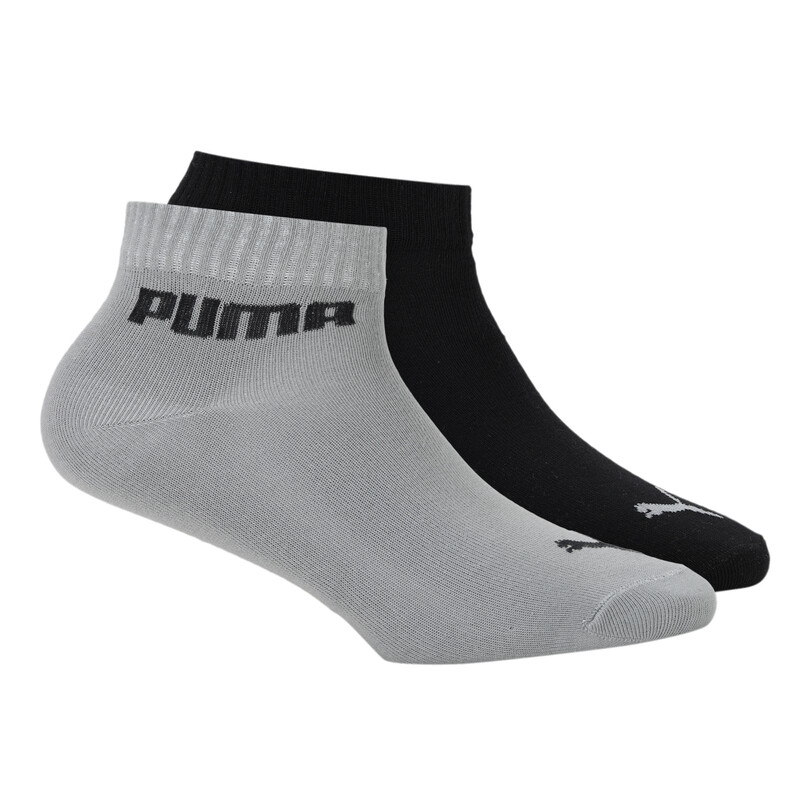 

PUMA Unisex Plain Quarter Socks Pack Of 2, Black/silver