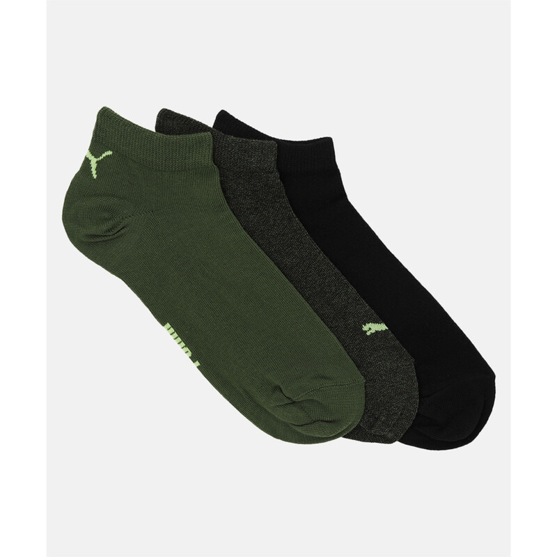 PUMA Lifestyle Unisex Sneaker Socks Pack Of 3, Black/gray/green