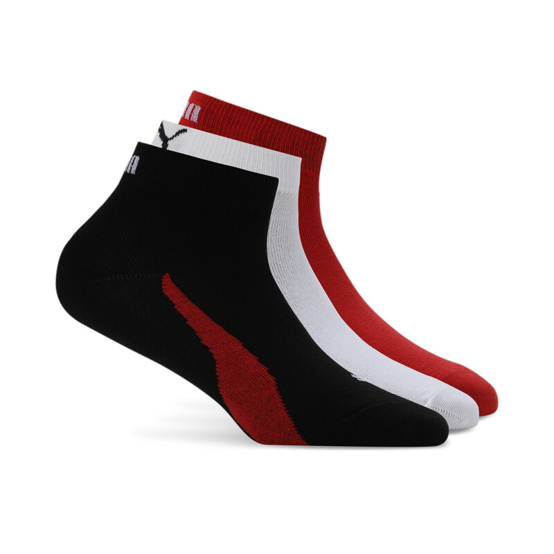

PUMA Lifestyle Unisex Quarter Socks Pack Of 3, White/black/red