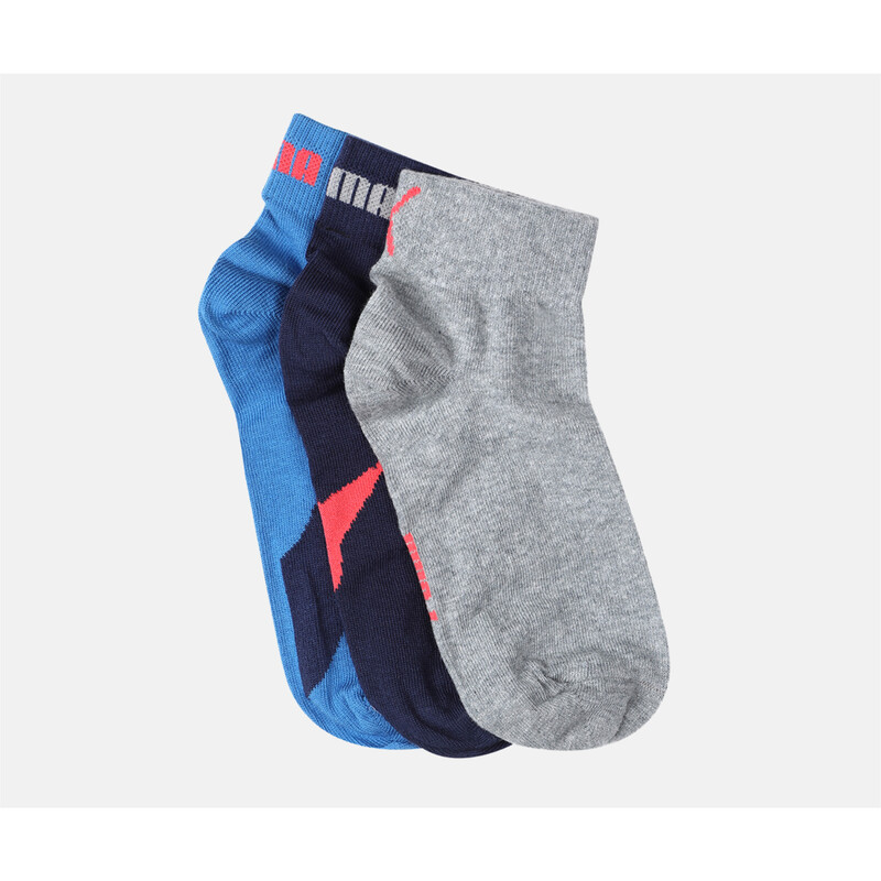 

PUMA Lifestyle Quarter Socks Pack Of 3, Black/gray/blue