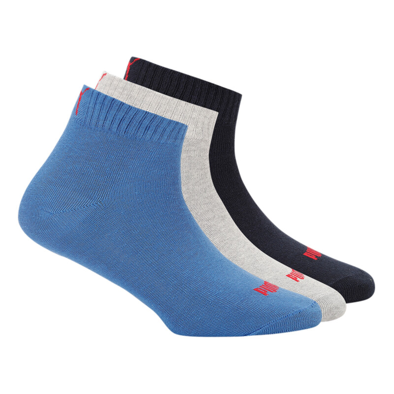 

PUMA Plain Quarter Unisex Socks Pack Of 3, Black/gray/purple