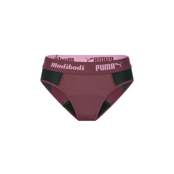 PUMA x Modibodi Active Brief (Moderate-Heavy), Grape Wine - Pink, large-ZAF