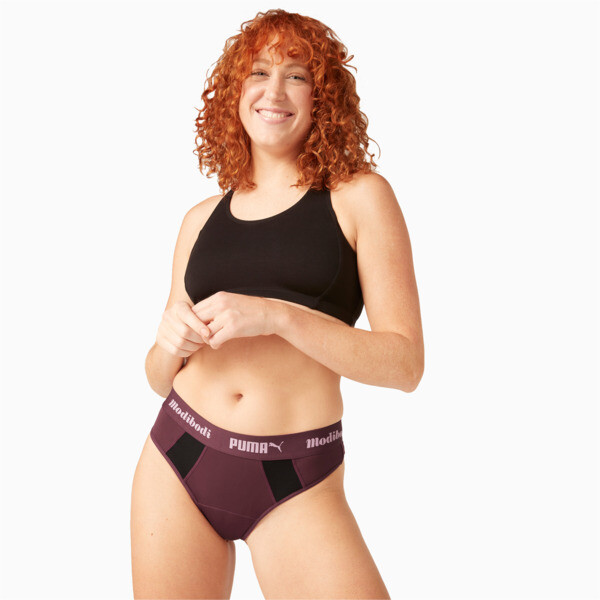 PUMA x Modibodi Active Thong (Super-Light), Grape Wine - Pink, large-ZAF