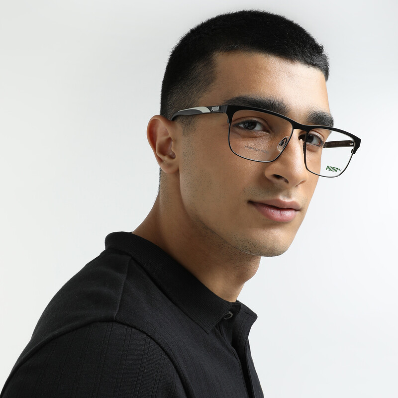 Men's PUMA Squared Metal Optical Glasses, Black