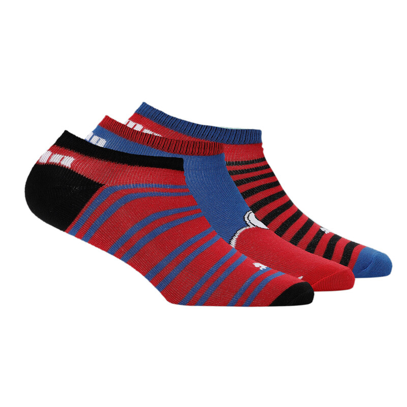 

PUMA Kid's Graphic Socks Pack Of 3, Black/red/blue