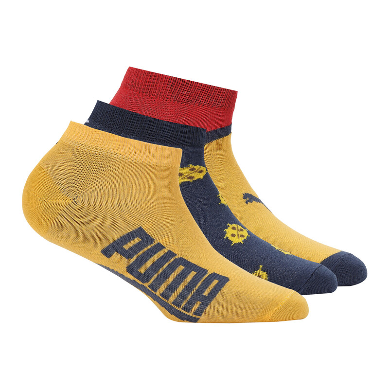 

PUMA Classic AOP Sneaker Socks Pack Of 3, Black/red/blue