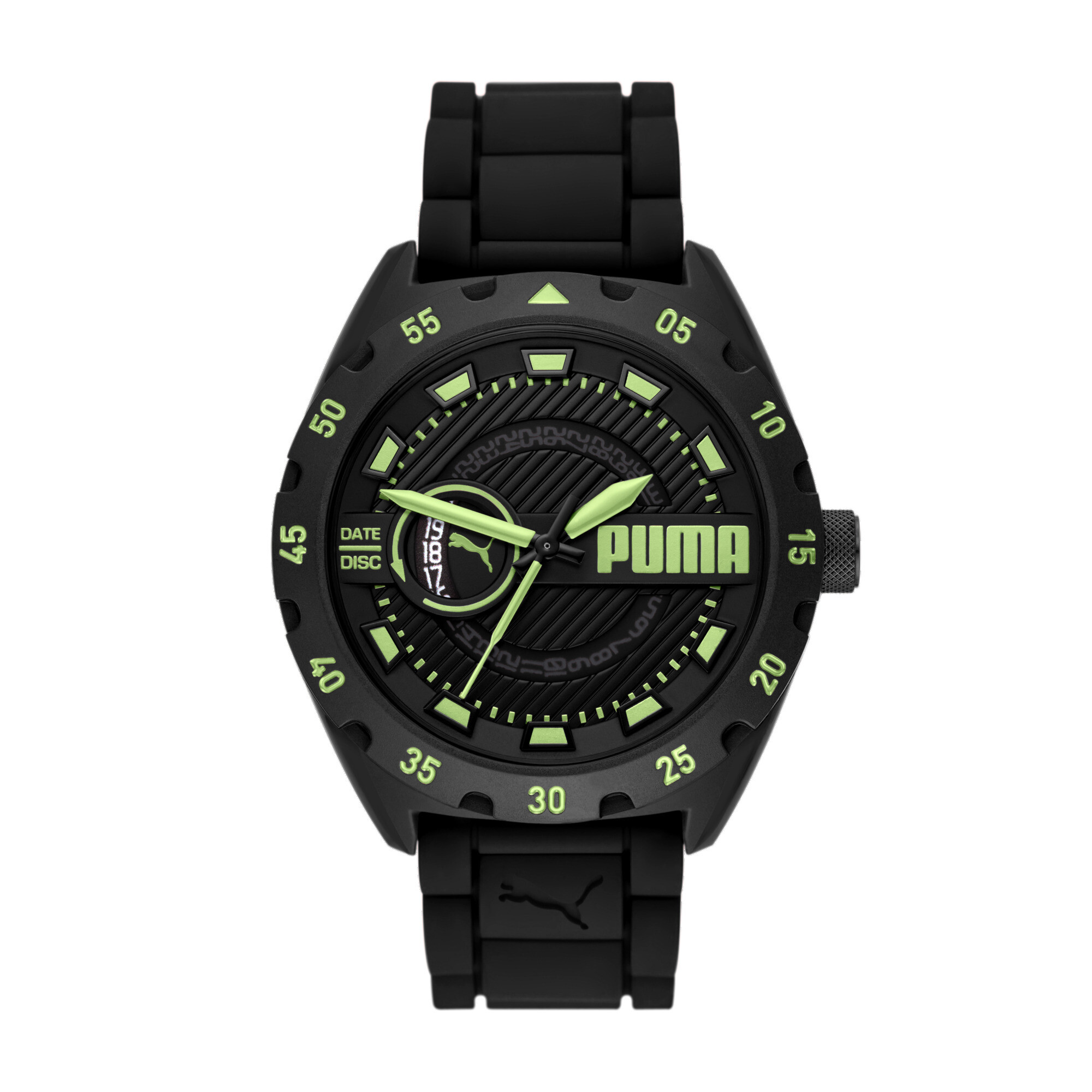 Men's Puma Street V2 Three-Hand Date Black Silicone Watch, Watch