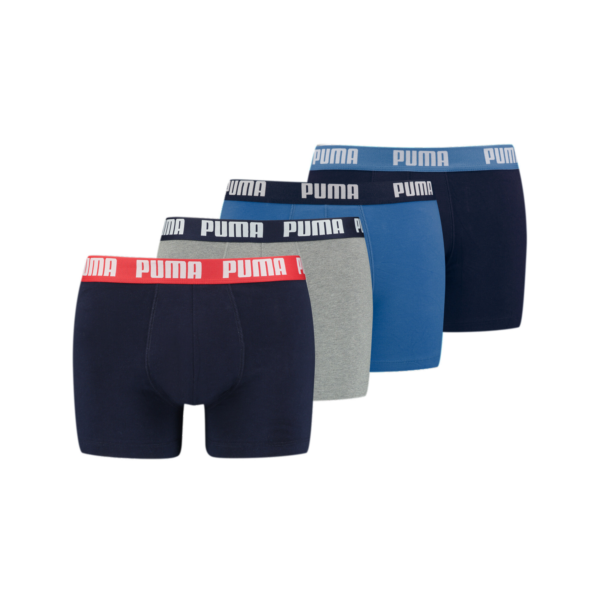 Men's Puma's Basic Boxers 4 Pack, Blue, Clothing