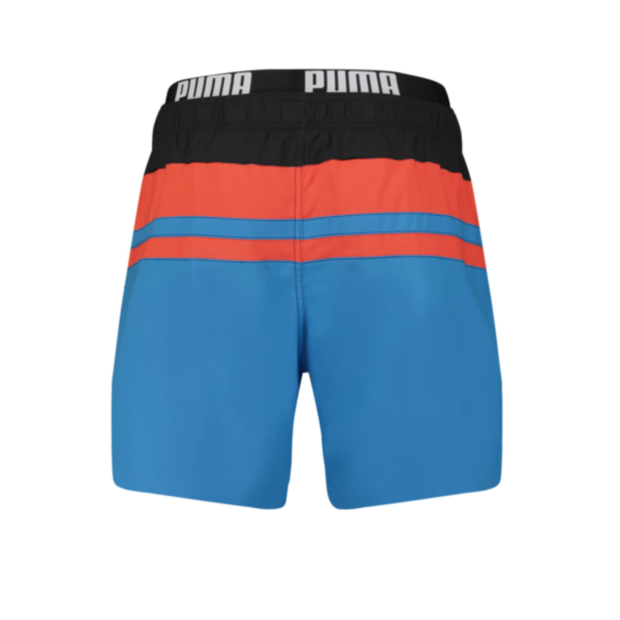 Men's PUMA Swim Heritage Stripe Mid-Length Shorts In Blue Combo, Size XS