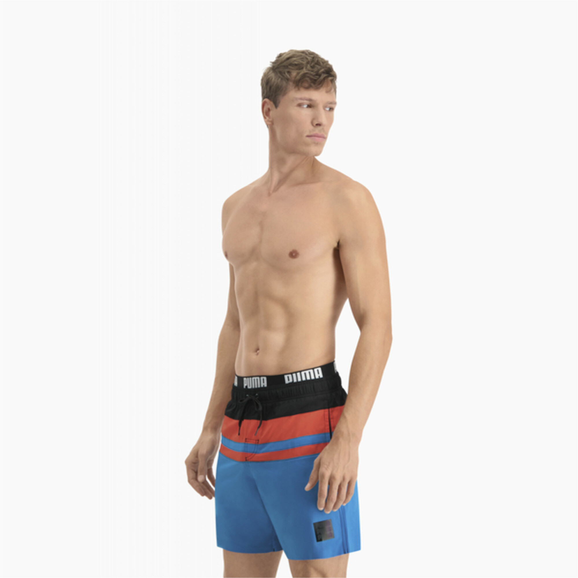 شورت PUMA Swim Heritage Stripe Mid-Length للرجال