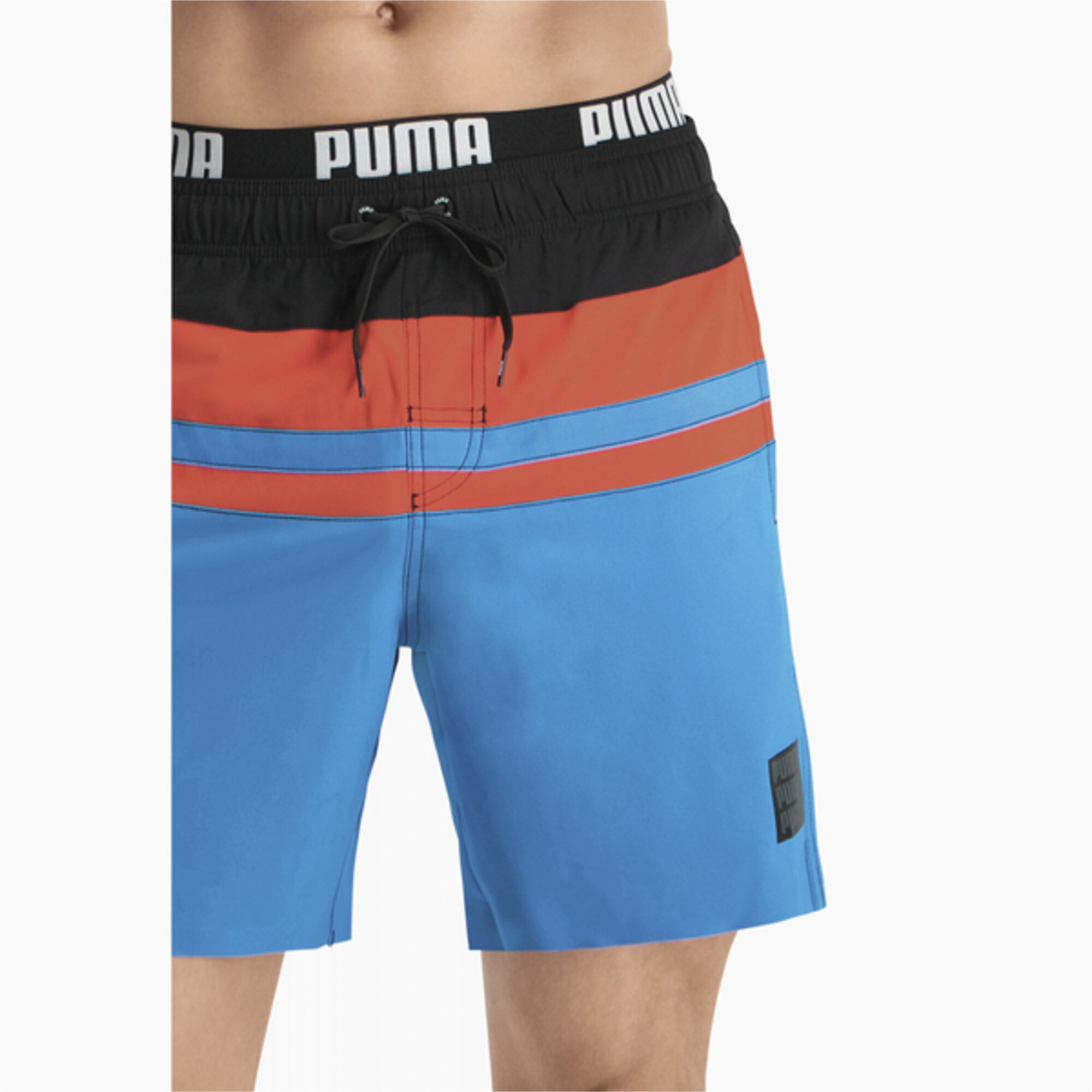 شورت PUMA Swim Heritage Stripe Mid-Length للرجال