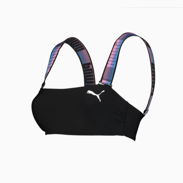 PUMA Swim Women's Bandeau Top, black combo, large-MEX