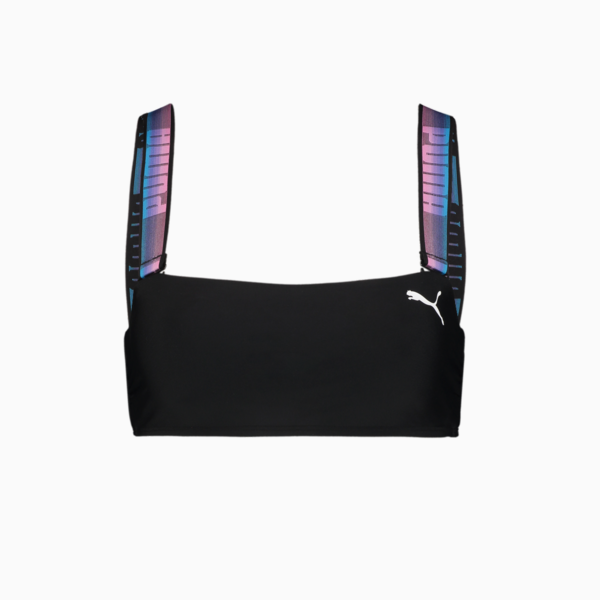 PUMA Swim Women's Bandeau Top, black combo, large-MEX