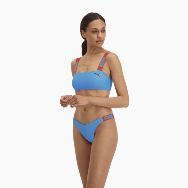 PUMA Swim Women's Bandeau Top, bright blue, large-MEX