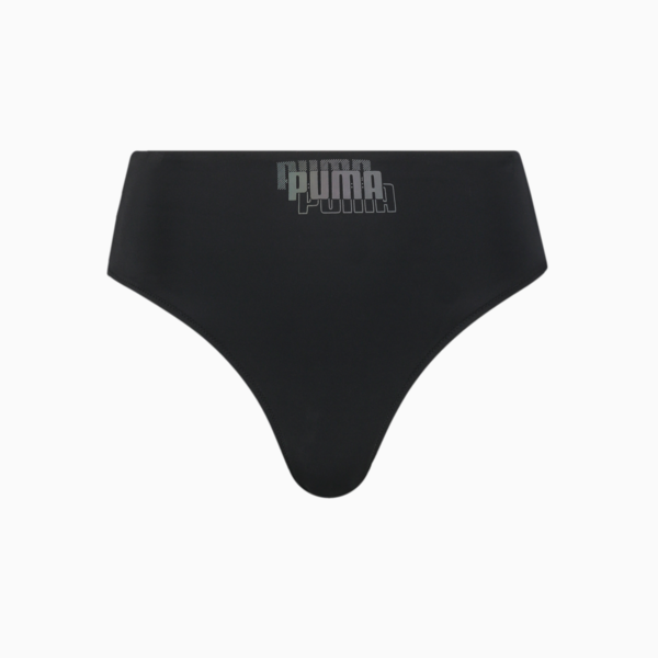 PUMA Swim High Waist Women's Bikini Bottom, black combo, large-MEX