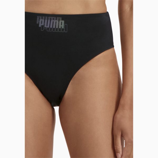 PUMA Swim High Waist Women's Bikini Bottom, black combo, large-MEX