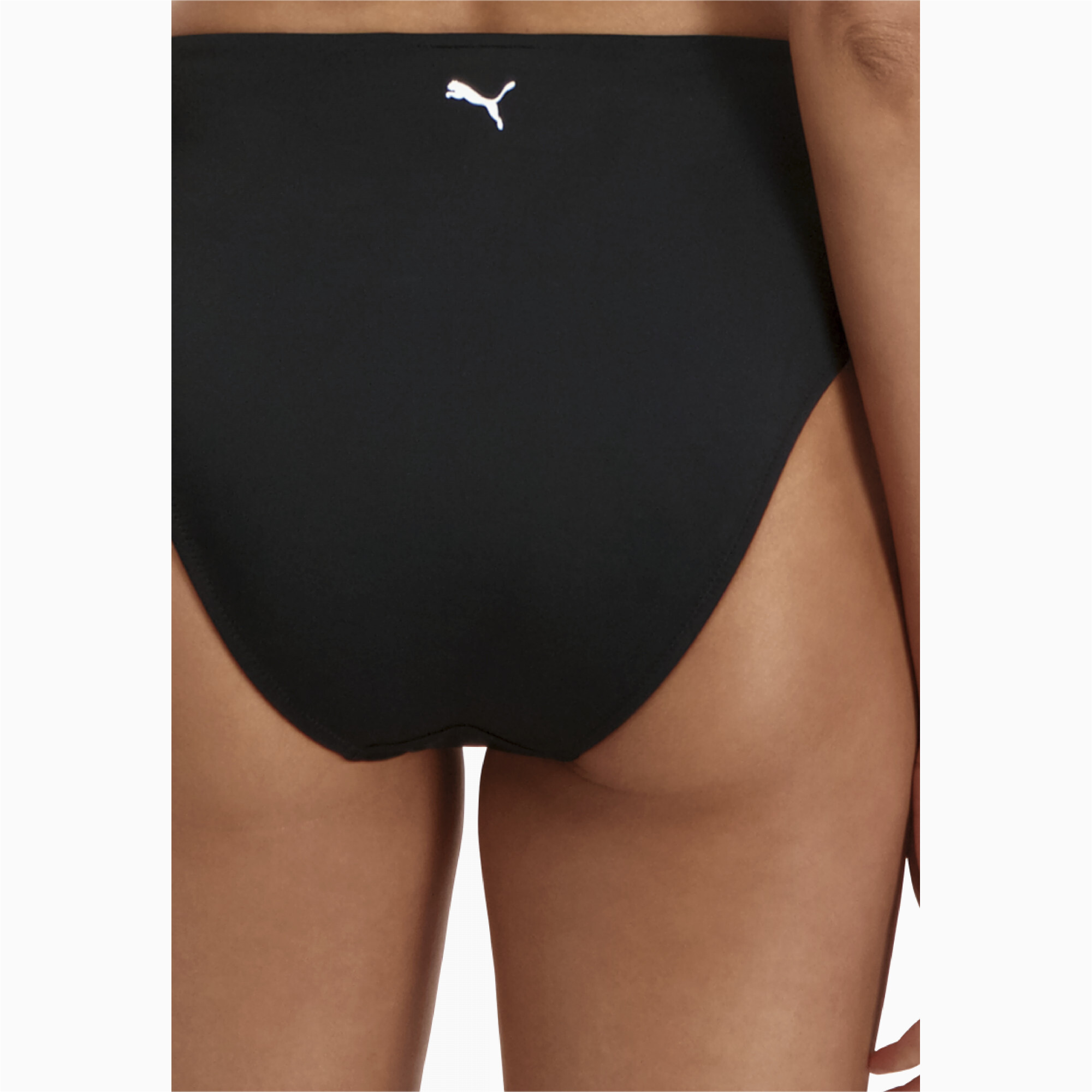 Women's PUMA Swim High Waist Bikini Bottom In Black Combo, Size Small