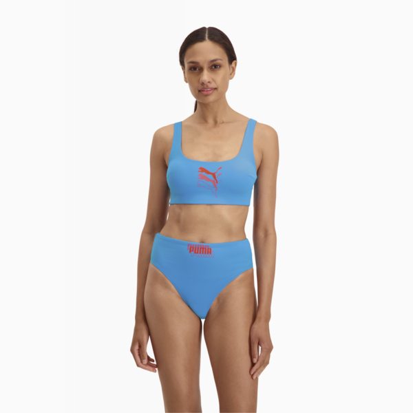 PUMA Swim High Waist Women's Bikini Bottom, bright blue, large-MEX