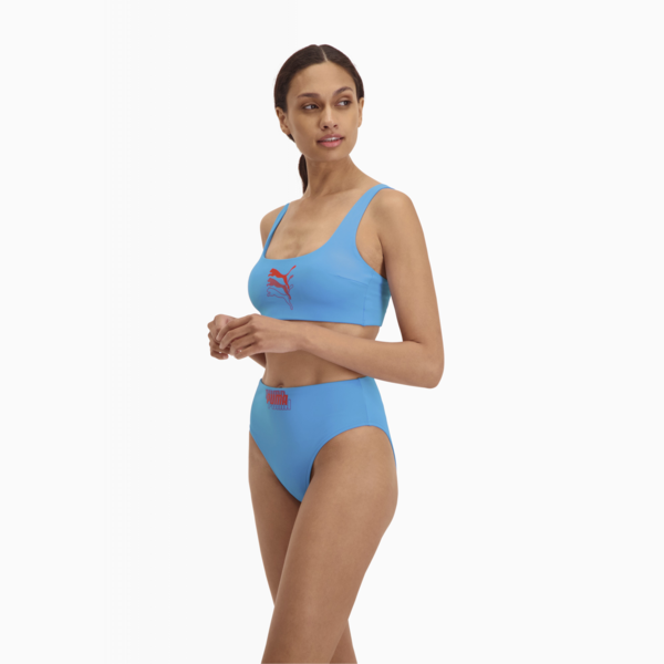 PUMA Swim High Waist Women's Bikini Bottom, bright blue, large-MEX