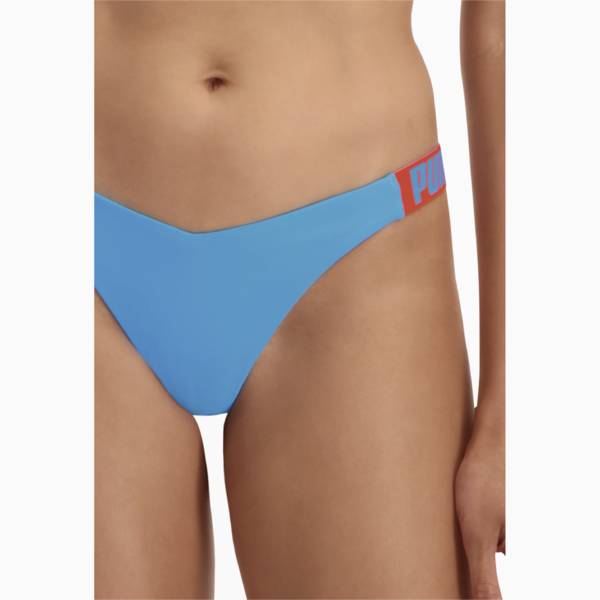 PUMA Swim V-Shape Women's Brazilian Bikini Bottom, bright blue, large-MEX
