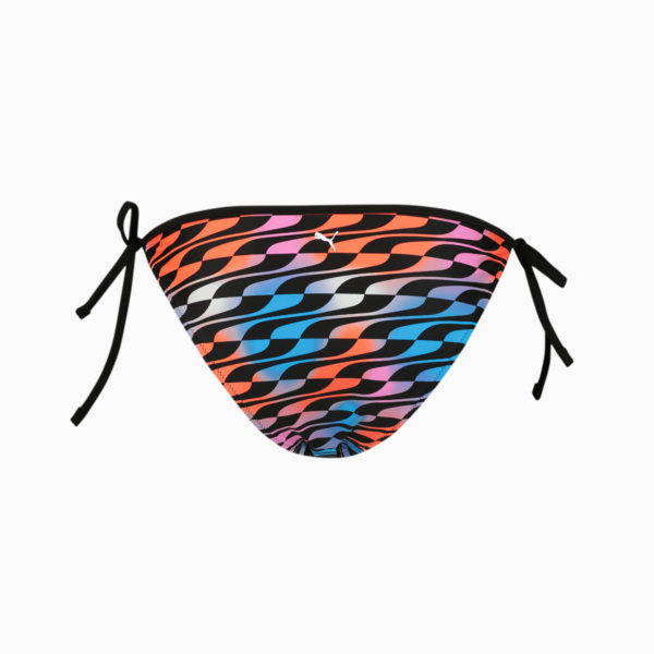 PUMA Swim Formstrip Women's Side Tie Bikini Brief, black combo, large-MEX