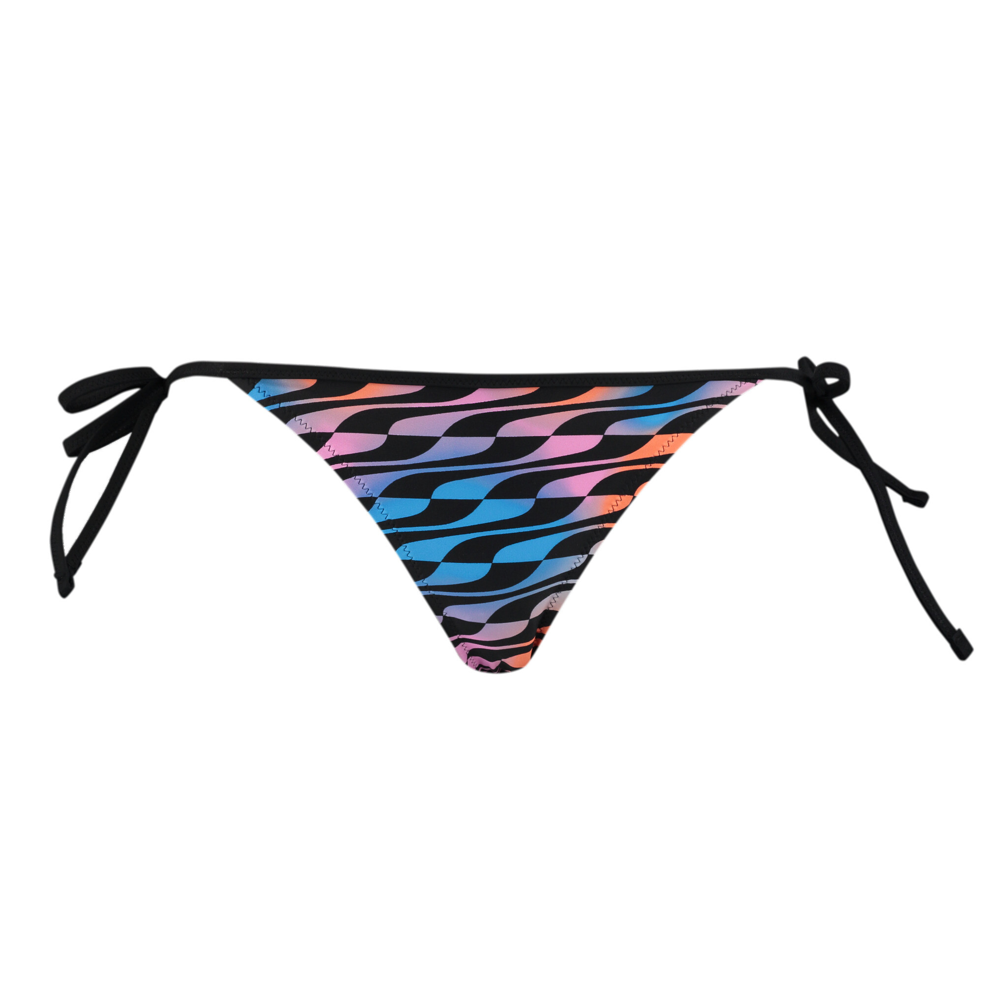 Women's PUMA Swim Formstrip Side Tie Bikini Brief In Black Combo, Size Large