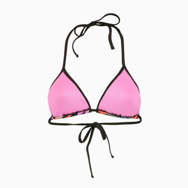 PUMA Swim Formstrip Women's Triangle Bikini Top, black combo, large-MEX