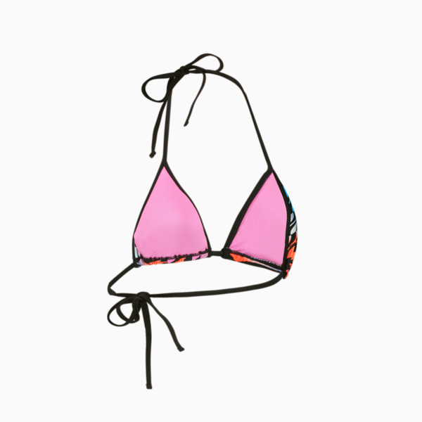 PUMA Swim Formstrip Women's Triangle Bikini Top, black combo, large-MEX