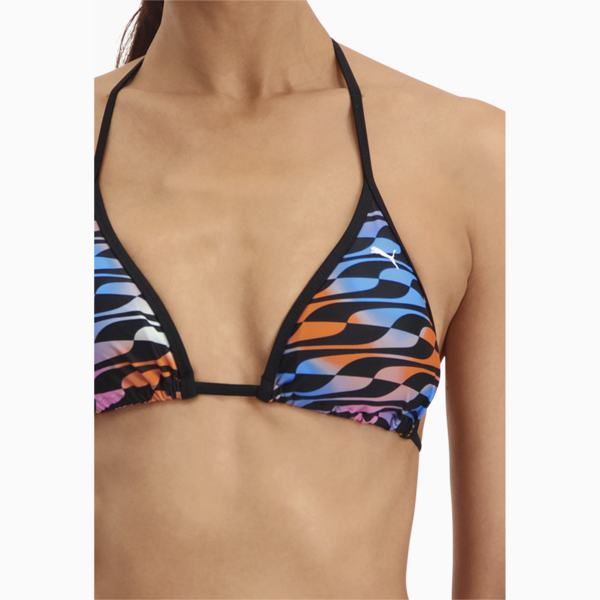 PUMA Swim Formstrip Women's Triangle Bikini Top, black combo, large-MEX