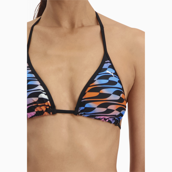 PUMA Swim Formstrip Women's Triangle Bikini Top, black combo, large-ZAF