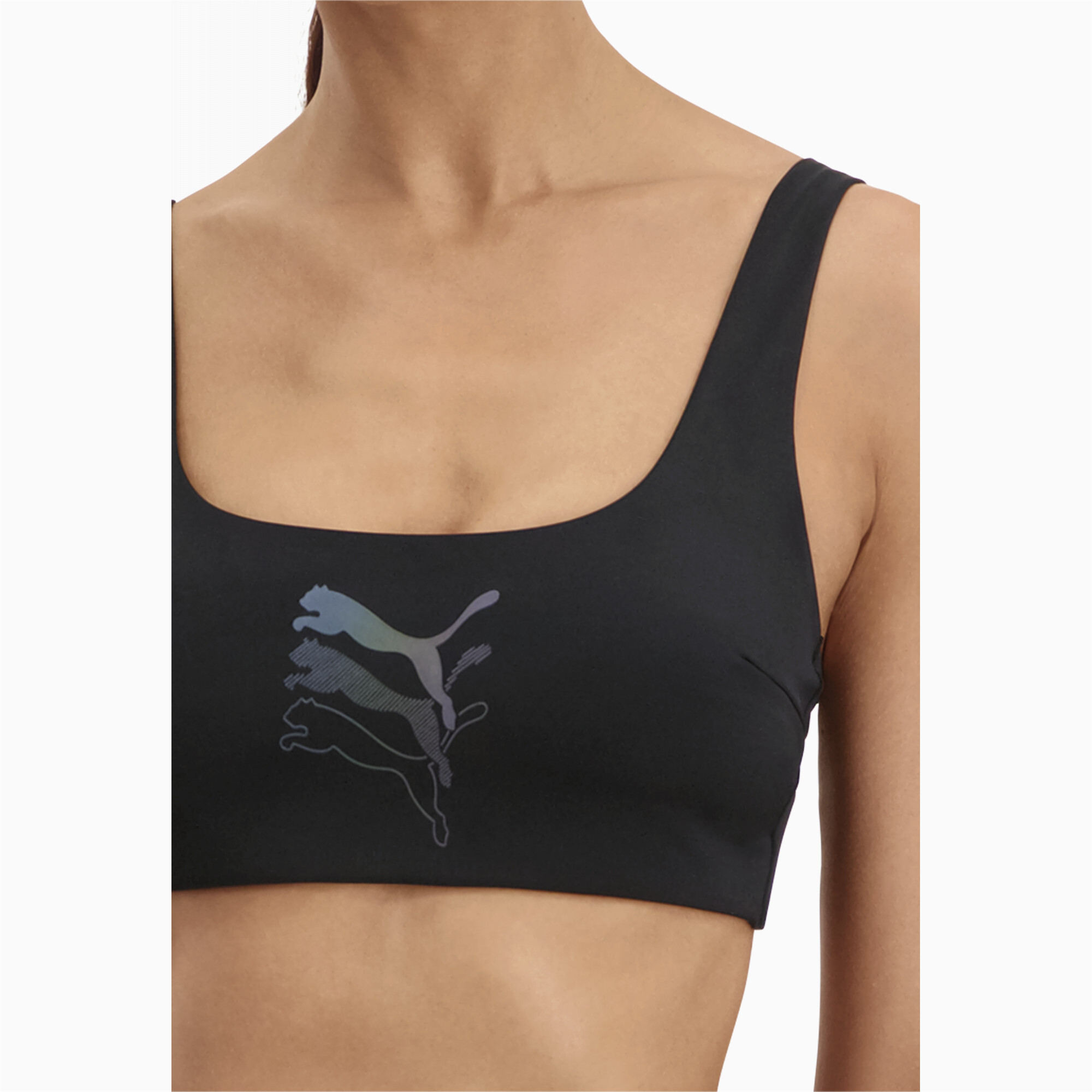 Women's PUMA Swim Scoop Neck Bikini Top In Black Combo, Size Medium